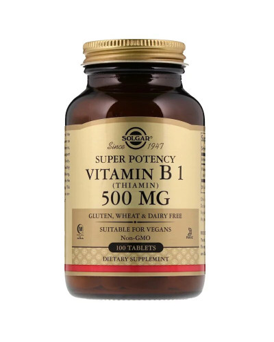 Вітамін В1 (Тіамін), 500 мг, Vitamin B1, Solgar, 100 таблеток