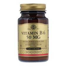 УЦЕНКА Витамин В6, Vitamin B6, Solgar, 50 мг, 100 таблеток (без пленки)