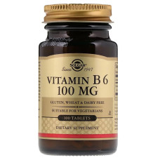 УЦЕНКА Витамин В6, Vitamin B6, Solgar, 100 мг, 100 таблеток (без пленки)
