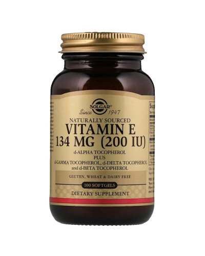 Вітамін E, 134 мг (200 IU), d-Alpha Tocopherol & Mixed Tocopherols, Solgar, 100 желатинових капсул