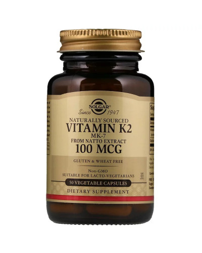 Уцінка Натуральний Вітамін К2, Solgar, Naturally Sourced Vitamin K2, 100 мкг, 50 вегетаріанських капсул (пошкодження зовнішньої плівки)