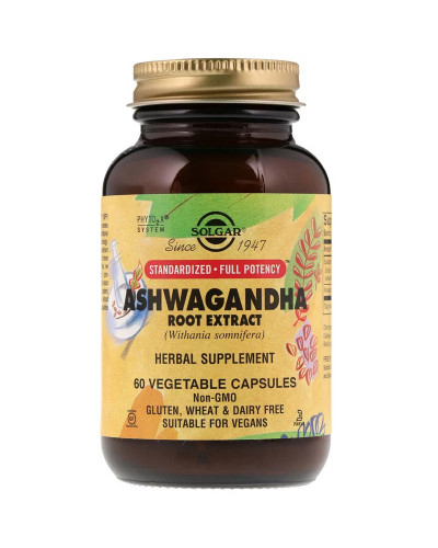 Ашваганда (Экстракт Корня), Ashwagandha Root Extract, Solgar, 60 капсул