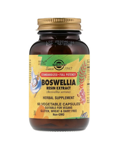 Босвелия Экстракт, Boswellia Resin Extract, Solgar, 60 вегетарианских капсул