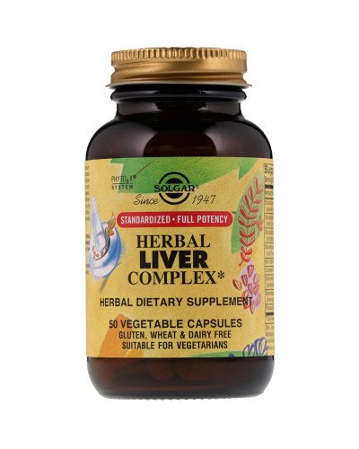 Рослинний Комплекс Підтримка Печінки, Herbal Liver Complex, Solgar, 50 гелевих капсул