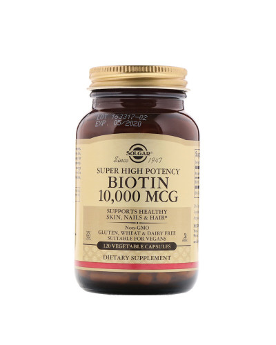 Біотин (В7) 10 000 мкг, Biotin, Solgar, 120 вегетаріанських капсул