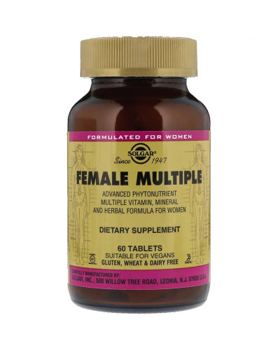 Мультивітаміни для жінок, Female Multiple, Solgar, 60 таблеток