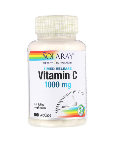 (БАД) Вітамін С Двофазного Вивільнення, Vitamin C, Solaray, 1000 мг, 100 капсул
