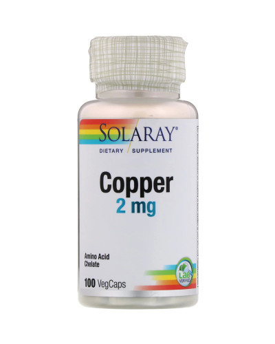 Медь, Copper, Solaray, 2 мг, 100 капсул Медь, Copper, Solaray, 2 мг, 100 капсул