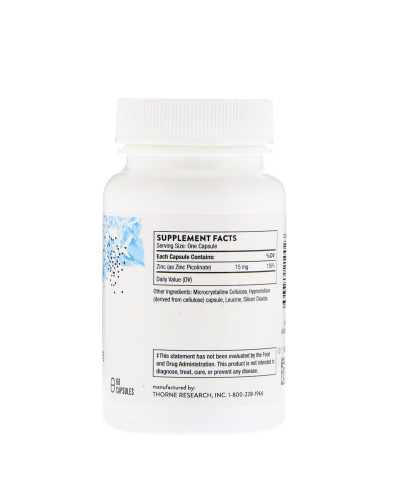 Цинк Пиколинат 15 мг, Zinc Picolinate, Thorne Research, 60 капсул