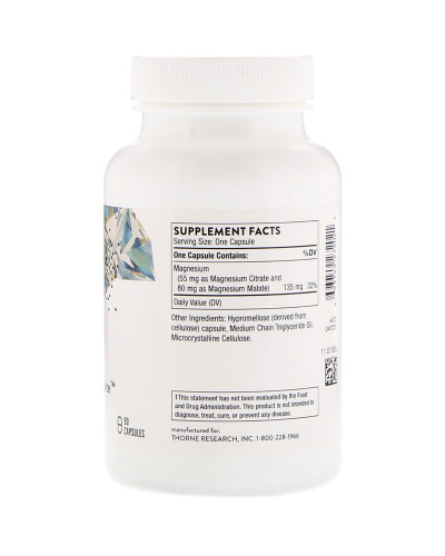Магній (Цитрат \ Малат), Magnesium Citramate, Thorne Research, 90 капсул