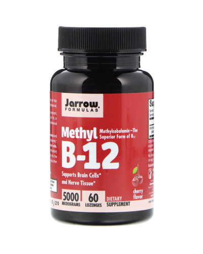Метил B-12 зі смаком вишні, 5000 мкг, Methyl B-12, Jarrow Formulas, 60 льодяників