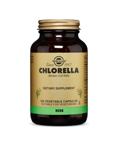 Хлорела, Broken Cell-Wall Chlorella, Solgar, 100 рослинних капсул