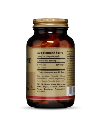 L-Тирозин, L-Tyrosine, Solgar, 500 мг, 50 вегетаріанських капсул