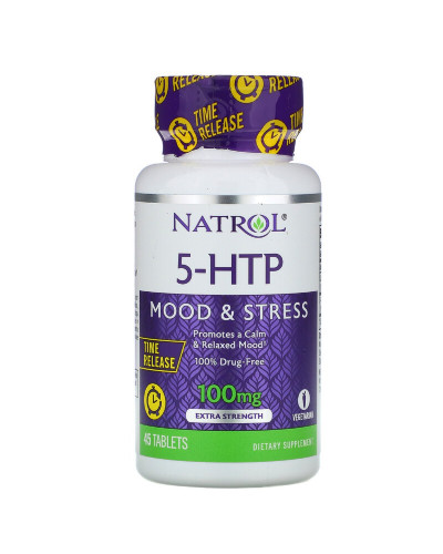 5-HTP (Гидрокситриптофан) 100мг, Медленное Высвобождение, С Повышенной Силой Действия, Natrol, 45 таблеток