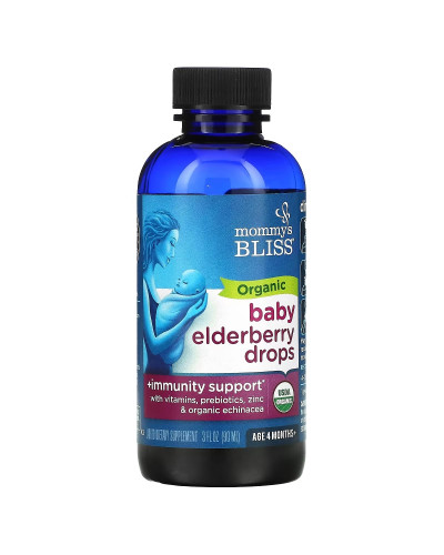 Бузина для младенцев от 4 месяцев, Органические капли, Organic Baby Elderberry Drops, Mommy's Bliss, 90 мл Бузина для младенцев от 4 месяцев, Органические капли, Organic Baby Elderberry Drops, Mommy's Bliss, 90 мл