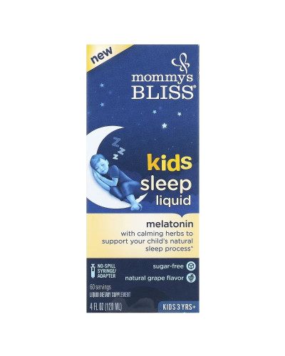 Мелатонін рідкий для дітей віком від 3 років, смак винограду, Kids Sleep Liquid, Melatonin, Mommy's Bliss, 120 мл