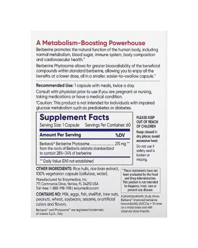 Берберін Фітосоми, Berberine Phytosome, Enzymedica, 60 капсул