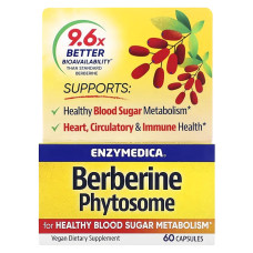 Берберин Фитосомы, Berberine Phytosome, Enzymedica, 60 капсул