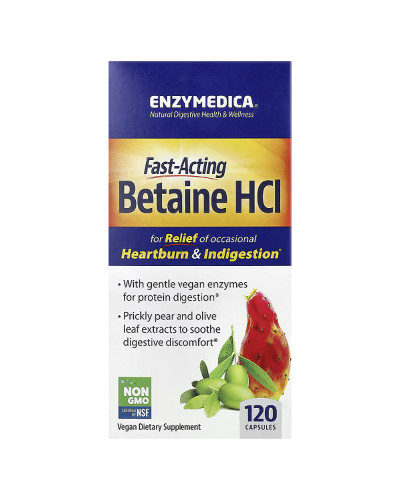 Бетаин HCI 1300мг, Enzymedica, 120 капсул