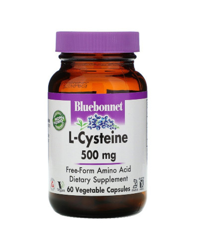L-Цистеїн 500 мг, L-Cystein, Bluebonnet Nutrition, 60 вегетаріанських капсул