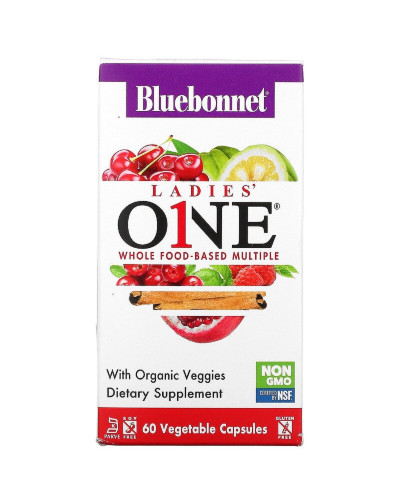Комплекс Витаминов Для Женщин, Ladies' ONE, Whole Food-Based Multiple, Bluebonnet Nutrition, 60 вегетарианских капсул