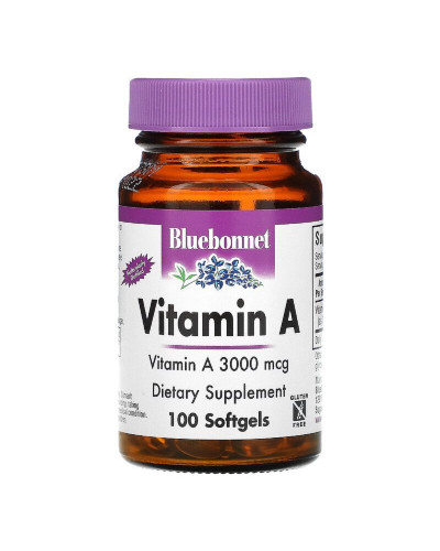 Вітамін A 3000 мкг, Bluebonnet Nutrition, 100 желатинових капсул
