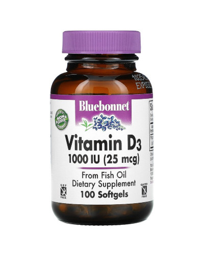 Вiтамiн D3 1000IU, Bluebonnet Nutrition, 100 желатинових капсул