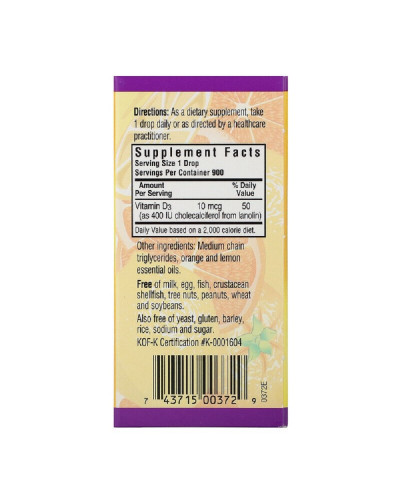 Рiдкий Вiтамiн D3 400IU, Смак Апельсину, Bluebonnet Nutrition, 30мл краплi Рiдкий Вiтамiн D3 400IU, Смак Апельсину, Bluebonnet Nutrition, 30мл краплi