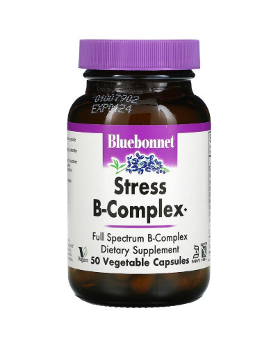Стрес В-Комплекс, Stress B-Complex, Bluebonnet Nutrition, 50 вегетаріанських капсул