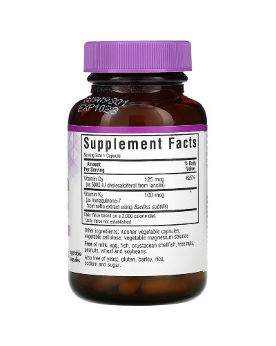 Вітаміни D3 і K2, Vitamins D3 & K2, Bluebonnet Nutrition, 60 вегетаріанських капсул Вітаміни D3 і K2, Vitamins D3 & K2, Bluebonnet Nutrition, 60 вегетаріанських капсул