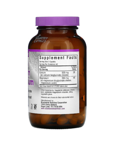 Хелатный Кальций и Магний, Chelated Calcium Magnesium, Bluebonnet Nutrition, 120 таблеток