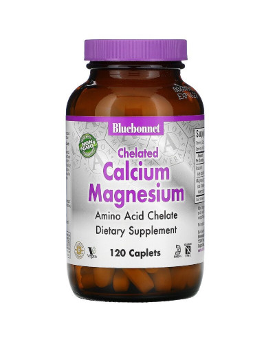 Хелатный Кальций и Магний, Chelated Calcium Magnesium, Bluebonnet Nutrition, 120 таблеток