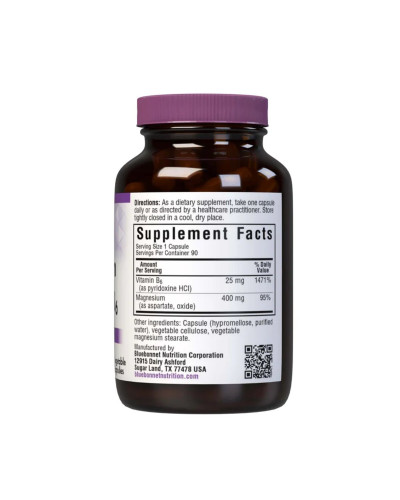 Магний + Витамин В6, Bluebonnet Nutrition, 90 вегетарианских капсул