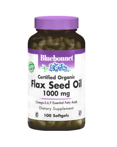 Органическое Льняное Масло 1000мг, Bluebonnet Nutrition, 100 желатиновых капсул