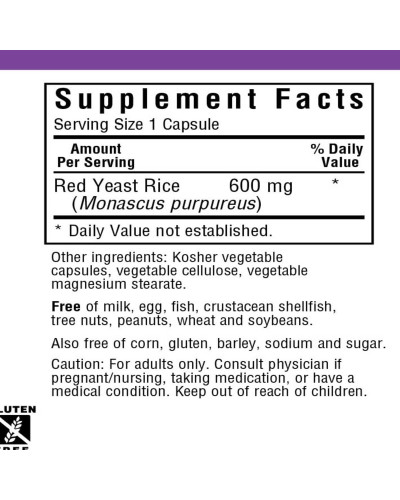 Красный Дрожжевой Рис 600мг, Bluebonnet Nutrition, 120 вегетарианских капсул Красный Дрожжевой Рис 600мг, Bluebonnet Nutrition, 120 вегетарианских капсул