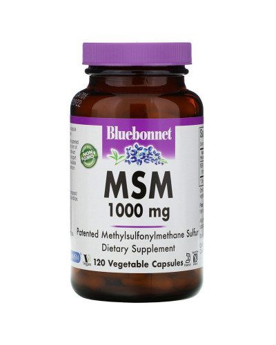 МСМ 1000 мг, MSM, Bluebonnet Nutrition, 120 вегетарианских капсул