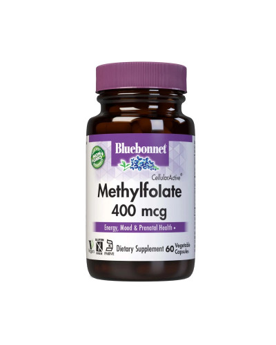 Метилфолат (B9) 400мкг, Cellular Active, Methylfolate, Bluebonnet Nutrition, 60 вегетаріанських капсул
