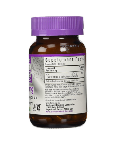Супер Сильное Хелатное Железо, Albion, Bluebonnet Nutrition, 90 вегетарианских капсул