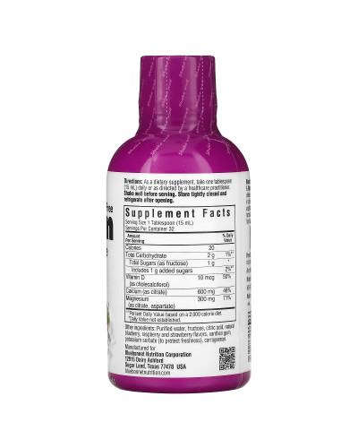 Рідкий Кальцій Цитрат Магнію + Вітамін D3, Смак Ягiд, Bluebonnet Nutrition, 16 рiдких унцiй (472 мл)