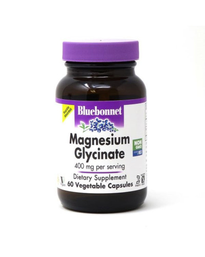 Магний Глицинат, 400 Мг, Magnesium Glycinate, Bluebonnet Nutrition, 60 вегетарианских капсул