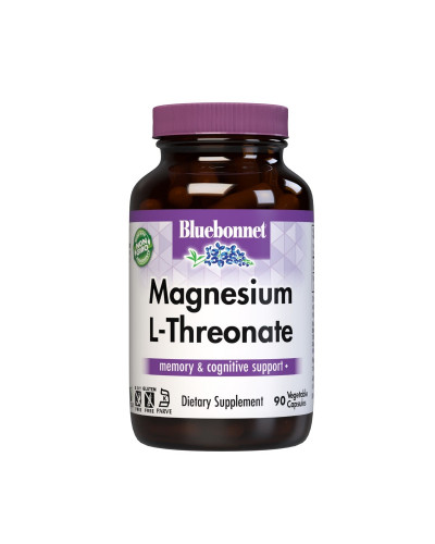 L-Треонат Магния, Magnesium L-Threonate, Bluebonnet Nutrition, 90 вегетарианских капсул
