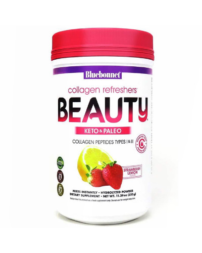 Колаген 1 і 3 типу, смак полуниці і лимона, Collagen Refreshers BEAUTY Type I & III, Bluebonnet Nutrition, порошок 320 гр
