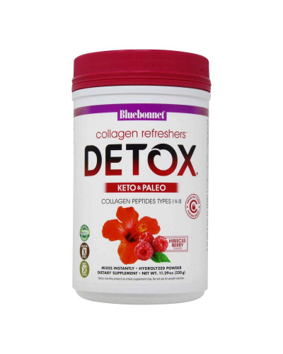 Колаген з детокс ефектом, смак ягід і гібіскуса, Collagen Refreshers DETOX Type I & III, Bluebonnet Nutrition, порошок 320 гр