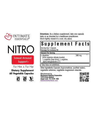 Підтримка сексуального збудження, Intimate Essenitals Nitro, Bluebonnet Nutrition, 60 вегетаріанських капсул