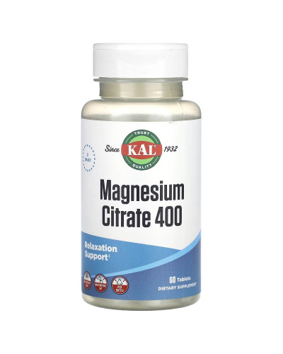 Магний Цитрат, 400 мг, Magnesium citrate, KAL, 60 таблеток