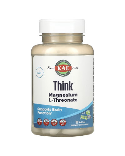 Магний L-Треонат, Think Magnesium L-Threonate, KAL, 60 таблеток