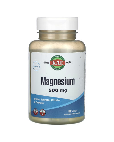 Магний, 500 мг, Magnesium, KAL, 60 таблеток