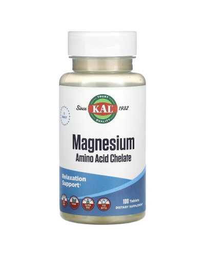 Магний Хелат, Magnesium Amino Acid Chelate, KAL, 100 таблеток