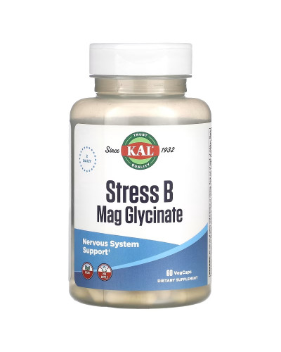 Магний глицинат и витамины группы B от стресса, Stress B Mag Glycinate, KAL, 60 вегетарианских капсул