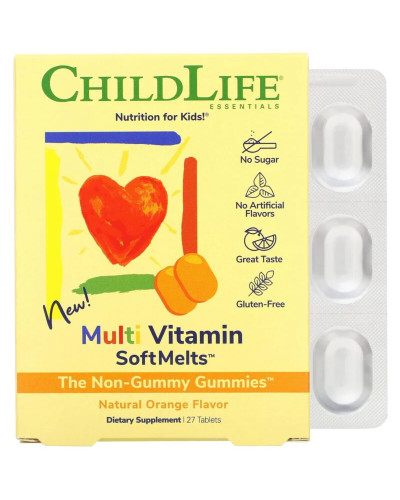 Мультивитамины для детей со вкусом натурального апельсина, Multi Vitamin SoftMelts, ChildLife, 27 таблеток